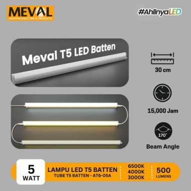 MEVAL Lampu LED T5 Batten 5 Watt Kuning