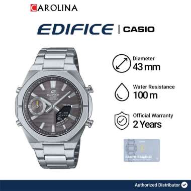 Jam Tangan Pria Casio Edifice Smartphone Link Model ECB-S10D-8A Men Grey Dial Stainless Steel Band