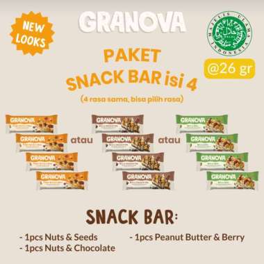 Granova - Snackbar 26gr x 4 pc (Rasa Original, Peanut Butter & Berry / Selai Kacang & Buah Beri, Nut
