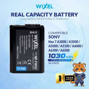 WIXEL Baterai Kamera NP-FW50 for Sony Alpha A3000 A3500 A5000 A5100 A6000 A6300 A6500 NEX-3 NEX-3N N