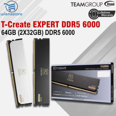 Team T-CREATE EXPERT 64GB (2X32GB) DDR5 6400 /EXPERT 64GB DDR5 6400 Mhz Memori Ram Computer Hitam