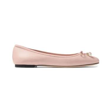 [12.12 Dealcember] Jimmy Choo Elme Nappa Leather Ballet Flats Macaron 38.5 Nude