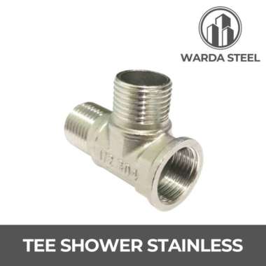 Tee Kran 1/2" Stainless - Te Sambungan Pipa Nepel Drat Luar Dalam 1/2 Inch T Luar Dalam