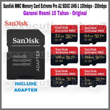 Sandisk MMC Memory Card Extreme Pro A2 SDXC UHS-1 100mbps - 200mbps - Garansi Resmi 10 Tahun - Origi