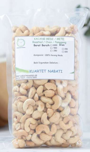 500gr Roasted Kuartet Nabati Kacang Mede r Mete Sulawesi Oven - Cashew Nut - Matang - Vegan Original