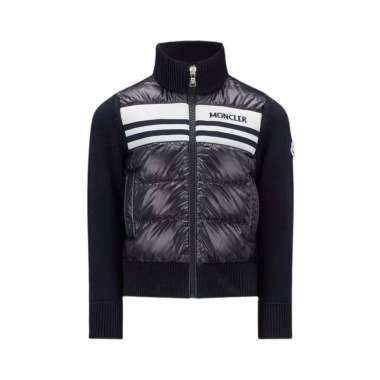 [12.12 Dealcember] Moncler Kids Boys Padded Wool Cardigan Night Blue 8A Blue
