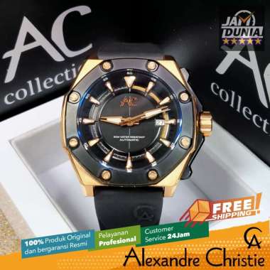 JAM TANGAN PRIA ALEXANDRE CHRISTIE AUTOMATIC ORIGINAL BLACK ROSE GOLD 9601 AC 9601 AC9601 ACF9601 CT