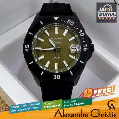 JAM TANGAN PRIA ALEXANDRE CHRISTIE ORIGINAL RUBBER BLACK GREEN 8693 AC 8693 AC8693 ACF8693 CT
