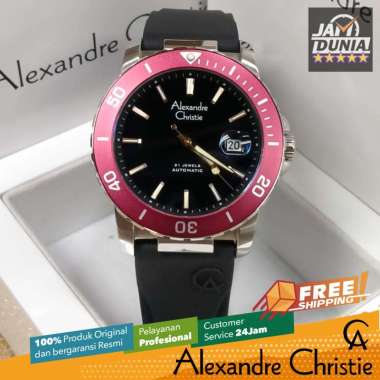 JAM TANGAN PRIA ALEXANDRE CHRISTIE AUTOMATIC ORIGINAL BLACK RED 6141 AC 6141 AC6141 ACF6141 JAM AC A