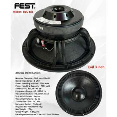 Speaker Component Fest BCL 122 Original 12 inch Komponen FEST BCL-122
