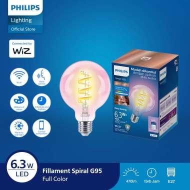 Philips Lampu Bohlam Smart Wifi LED Filament 6.3W G95 E27 Color RGB