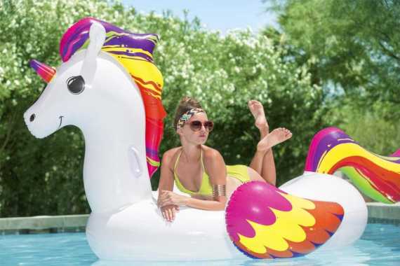 Pelampung Renang Floaties Supersized Unicorn Ride On Bestway 41113