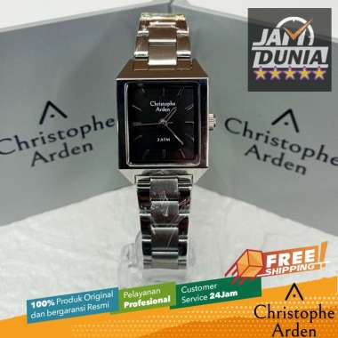 JAM TANGAN CHRISTOPHE ARDEN WANITA ORIGINAL SILVER BLACK STAINLESS STEEL STRAP CAF100 CA F100 JAM AN