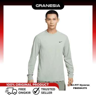 (Granesia) Nike Dri-FIT Men's Long-Sleeve Fitness Top|Kaos Olahraga Dry Fit Longsleeve Pria Black -