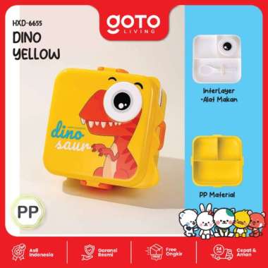Goto Wawa Lunch Box Stainless Tempat Makan Anak Anti Tumpah Lucu 6655 DINO YELLOW