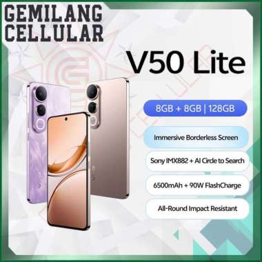 VIVO V50 Lite 4G LTE - RAM 8/128GB Borderless Immersive Screen, Sony IMX882, 6500mAh Battery+90W Fla