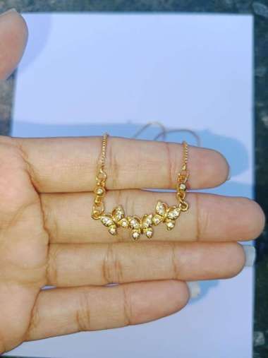dhio-Kalung kupu-kupu Berlian Baja Titanium Emas Kristal Perhiasan Fashion Wanita
