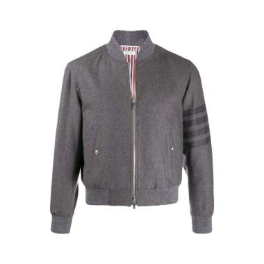 [12.12 Dealcember] Thom Browne Flanel 4-Bar Knit Rib Blouson Jacket Medium Grey 0 Grey