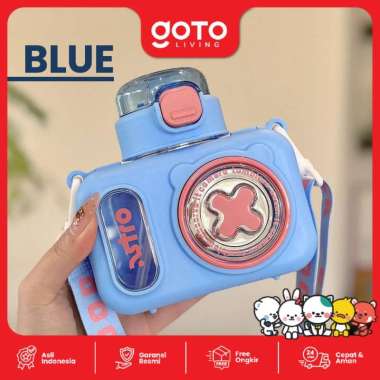 Goto Mao Botol Minum Anak Kamera Water Bottle Anti Tumpah 600ML BLUE