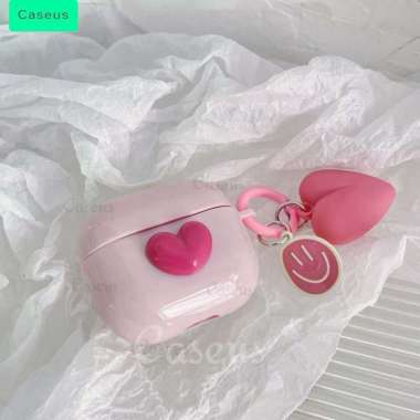 Case Mirror Space 1 2 3 AirPods Pro 1 2 3 Pelindung TWS Earphone Polos Warna Pink Love Baseus Caseus