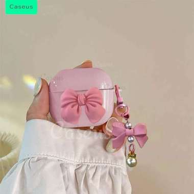 Case Mirror Space 1 2 3 AirPods Pro 1 2 3 Pelindung TWS Earphone Polos Warna Pink Pita Baseus Caseus