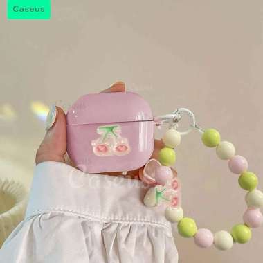 Case Mirror Space 1 2 3 AirPods Pro 1 2 3 Pelindung TWS Earphone Polos Warna Pink Cherry Baseus Case