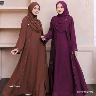 Kiukiu Mahreen Abaya - Abaya Ceruty Simple Polos Mutiara - Abaya Wanita Muslimah - Abaya Outer - Gam