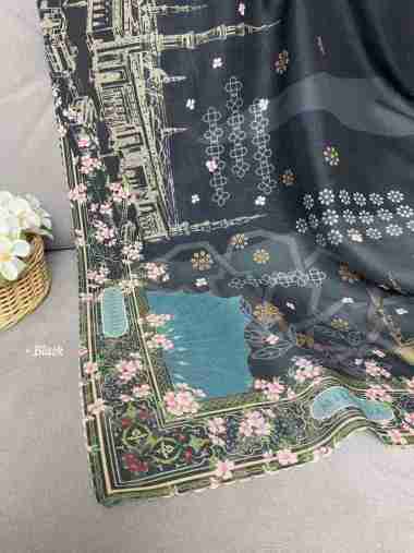Milyarda Hijab Segiempat Motif Medina Segiempat Motif Black