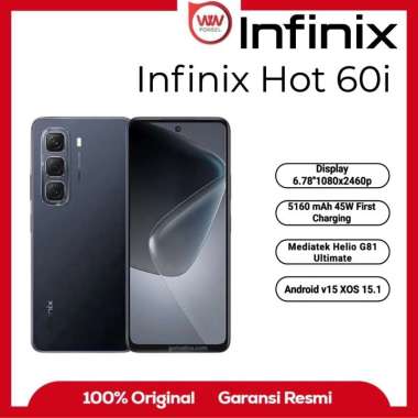 Hp Infinix Hot 60i Ram 8GB Internal 256GB Garansi Resmi Sleek Black