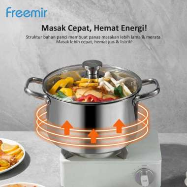 Freemir Panci sup stainless steel 304 double bottom 26cm Goreng Rebus Non-Coating