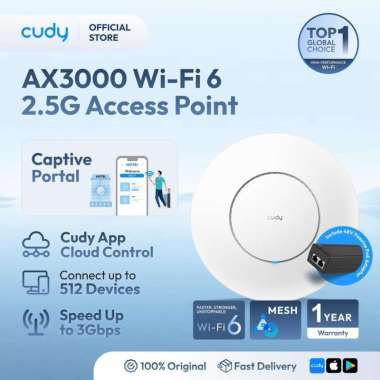 CUDY AP3000 CEILING ACCESS POINT WIFI 6 AX3000 2.5G – CAPTIVE PORTAL