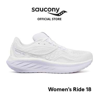 Sepatu Lari Wanita SAUCONY Shoes Ride 18 Women - White / Thistle 37