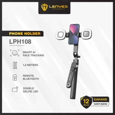 LENYES LPH108 Tripod Remote Bluetooth AI Face Tracking Gimbal Selfie Stick Tongsis Kamera HP With LE