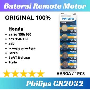 Philips Baterai Remote Remot Motor Honda PCX 150/160 Vario 150/160 Scoopy Prestige ADV Stylo BeAT De