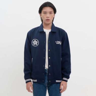 M231 Jaket Varsity Kerah Kemeja 0189 Dewasa-S Hitam