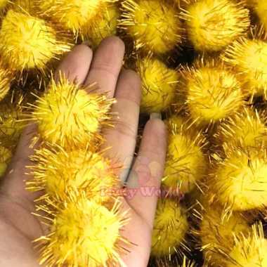 Pompom Bulat Ukuran 3.5 cm Silver Gold Gold