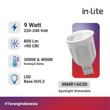 in-Lite LED Lampu Sorot Dimmable MR 16 Tusuk 9 Watt - INMR1603D Kuning