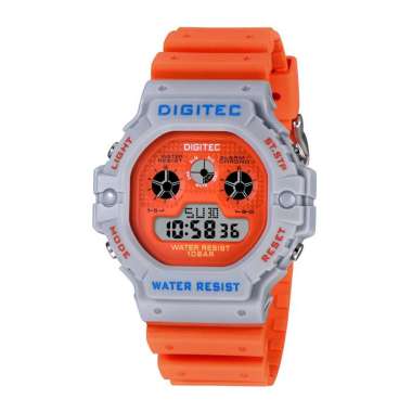 JAM TANGAN PRIA DIGITAL DIGITEC ORIGINAL ORANGE RUBBER KOMBINASI GREY DG-5090T GOR DG 5090 DIGITEC 5