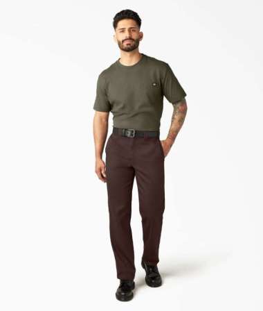 DICKIES - Men's 874 FLEX Work Pants - Celana Kerja Pria (Inseam 30) 28 DARK BROWN