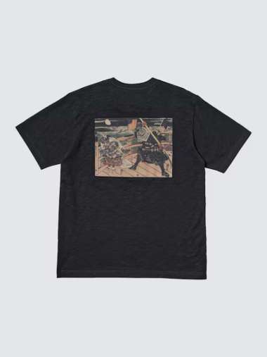 UNIQLO T-Shirt Kaos Pria UT Ukiyo-E ART Lengan Pendek BLACK S