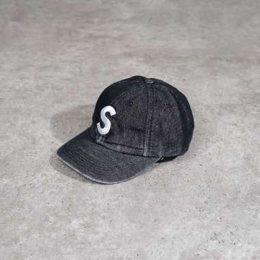 Topi SUPREME CORDURA S LOGO 6-PANEL DENIM BLACK CAP - OS ADJUST 100% ORIGINAL