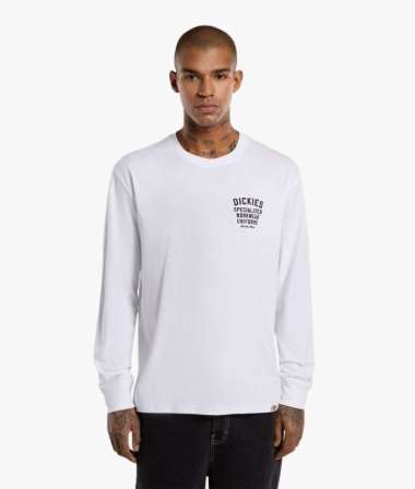 DICKIES - Men's Workwear Uniform Long-Sleeve T-Shirt - Kaos Lengan Panjang Pria WHITE M