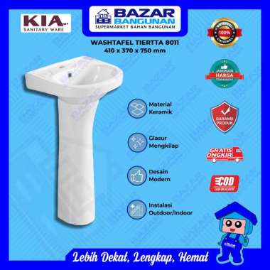 Kia - Washtafel Wastafel Wash Basin Bak Cuci Tangan Kamar Mandi Tiertta 8011 + Pedestal Keramik