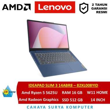 LENOVO IDEAPAD SLIM 3 14ABR8 - 82XL008YID/82XL0090ID - AMD Ryzen 5 5625U - 16GB MEMORY 512B SSD ABYS