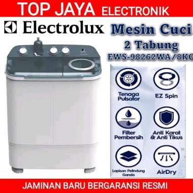 MESIN CUCI LG 2 TABUNG 8KG EWS98262WA/ELECTROLUX EWS98262 MESIN CUCI 2 TABUNG 8KG NEW SERIES PLASTIK