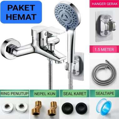 kran air panas dingin kran bathub kran shower kran bathtub panas dingin Bulat Minimalis Selang putih