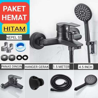 kran air panas dingin kran bathub kran shower kran bathtub panas dingin Bulat Minimalis Selang hitam