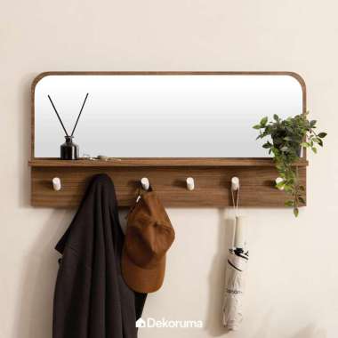 Dekoruma AYAKO Cermin Dinding dengan Gantungan / Cermin Gantung Ruang Tamu dan Foyer 38.6x79CM - Oak