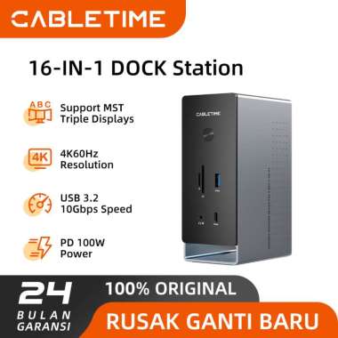 CABLETIME 16In1 USB-C Multiport Docking Station HDMI DP LAN USB Aux