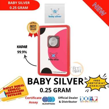 BABY SILVER 0.25 Gram Fine Silver Perak KEMASAN PVC Batangan Asli Murni Logam Mulia Original